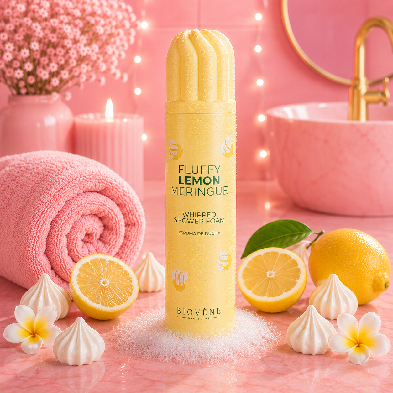 MOUSSE DE DOUCHE FOUETTÉE FLUFFY LEMON MERINGUE 🍋 BIOVÉNE