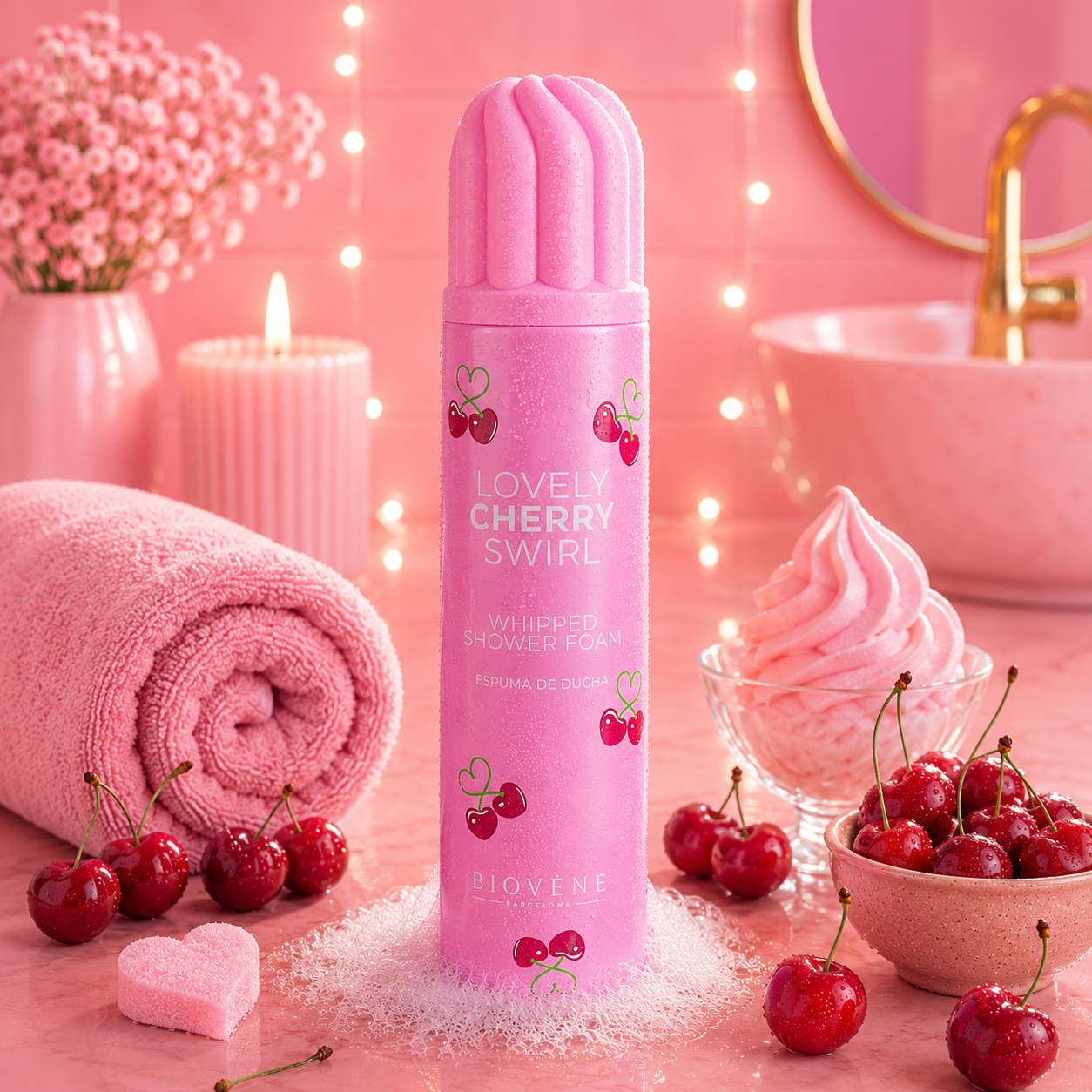 MOUSSE DE DOUCHE FOUETTÉE LOVELY CHERRY SWIRL 🍒 BIOVÉNE