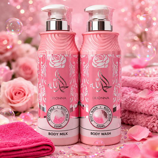 COFFRET LAIT HYDRATANT / GEL DOUCHE PINK YARA DDONNA 🌸🌷 ET  BANDEAU SKIN CARE FUSHIA