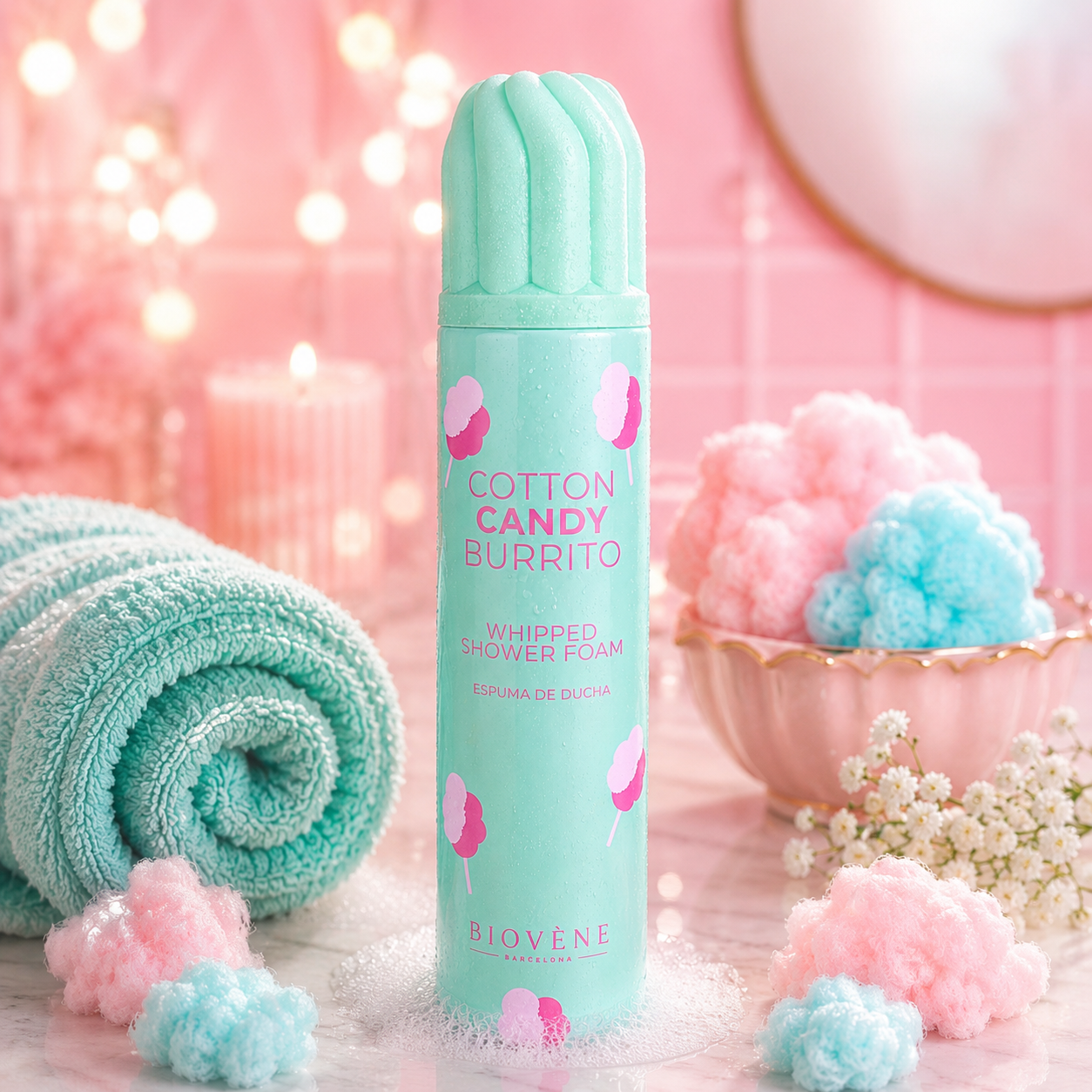 MOUSSE DE DOUCHE FOUETTÉE COTTON CANDY BURRITO 🍭 BIOVÉNE