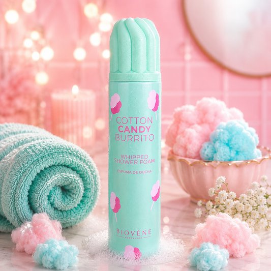 MOUSSE DE DOUCHE FOUETTÉE COTTON CANDY BURRITO 🍭 BIOVÉNE
