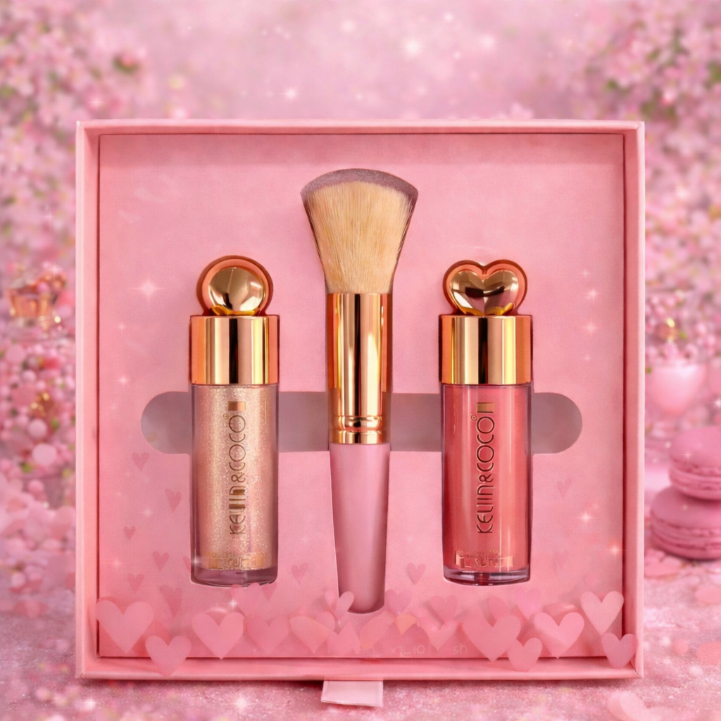 COFFRET HIGHLIGHTER ET BLUSH AVEC PINCEAU 💄 KEVIN & COCO