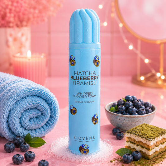 MOUSSE DE DOUCHE FOUETTÉE MATCHA BLUEBERRY TIRAMISU 🫐 BIOVÉNE